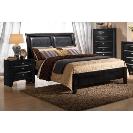 Emily Faux Leather King Bed in Black Finish