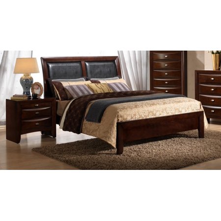 Emily Faux Leather Twin Bed in Merlot Finish