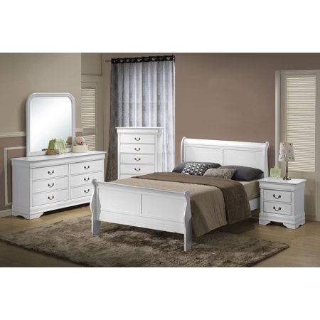Bedroom Louis Philippe King Bed, White