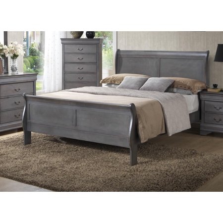 Louis Philippe Queen Bed in Gray Finish