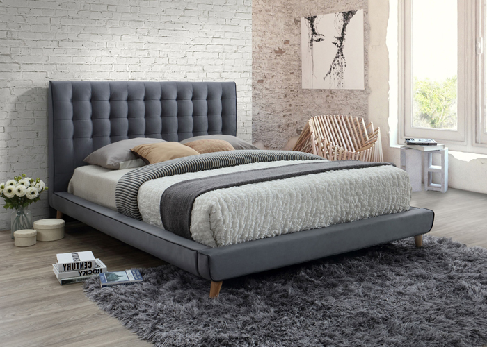 Festa Gray Tufted Upholstered Full Bed