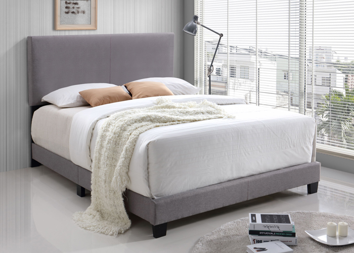 Jessica Light Gray King Bed in Polyester Fabric