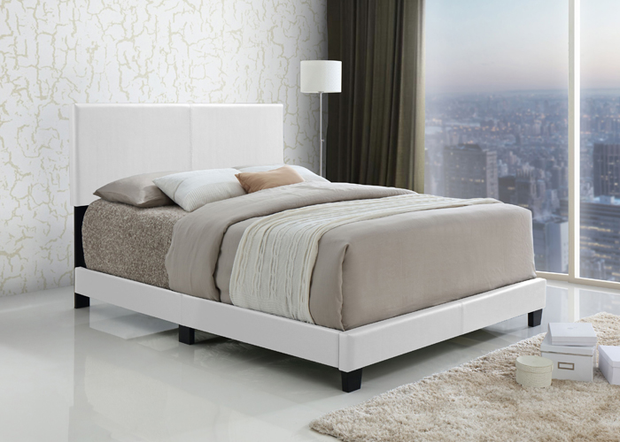 Jessica White King Bed in Faux Leather