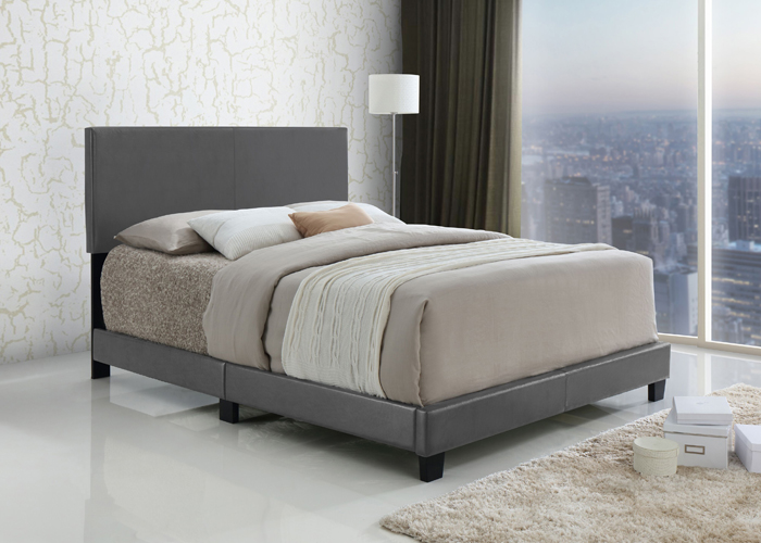 Jessica Gray Twin Bed in Faux Leather