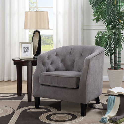 Harper Gray Tufted Accent Arm Chair