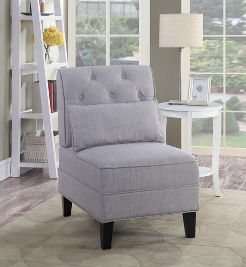 Everton Gray Tufted Slipper Accent Chair