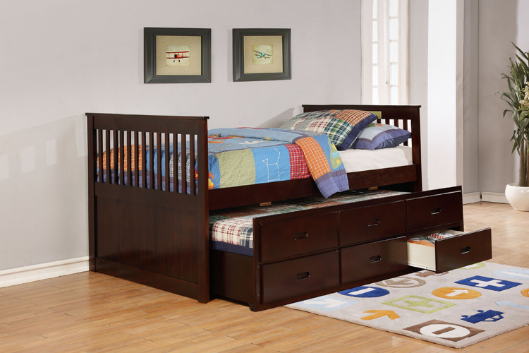 Bennett Full Captain Bed with Trundle in Gray