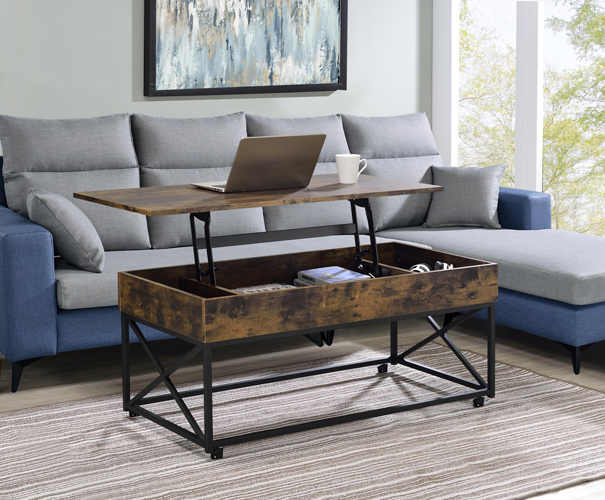 Gwen Lift Top Coffee Table with Casters, Brown