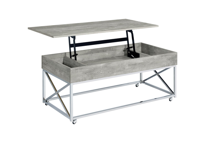 Gwen Lift Top Coffee Table with Casters, Light Gray