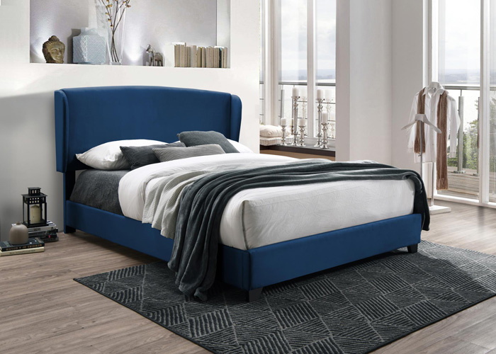 Bedroom Kimberly Wingback King Bed, Blue