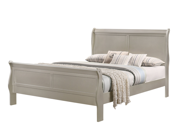 Louis Philippe King Bed, Silver