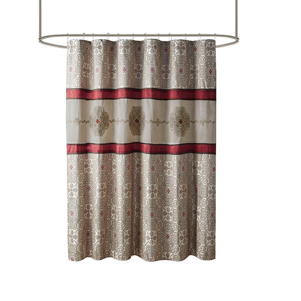 100% Polyester Jacquard Shower Curtain w/Embroidery