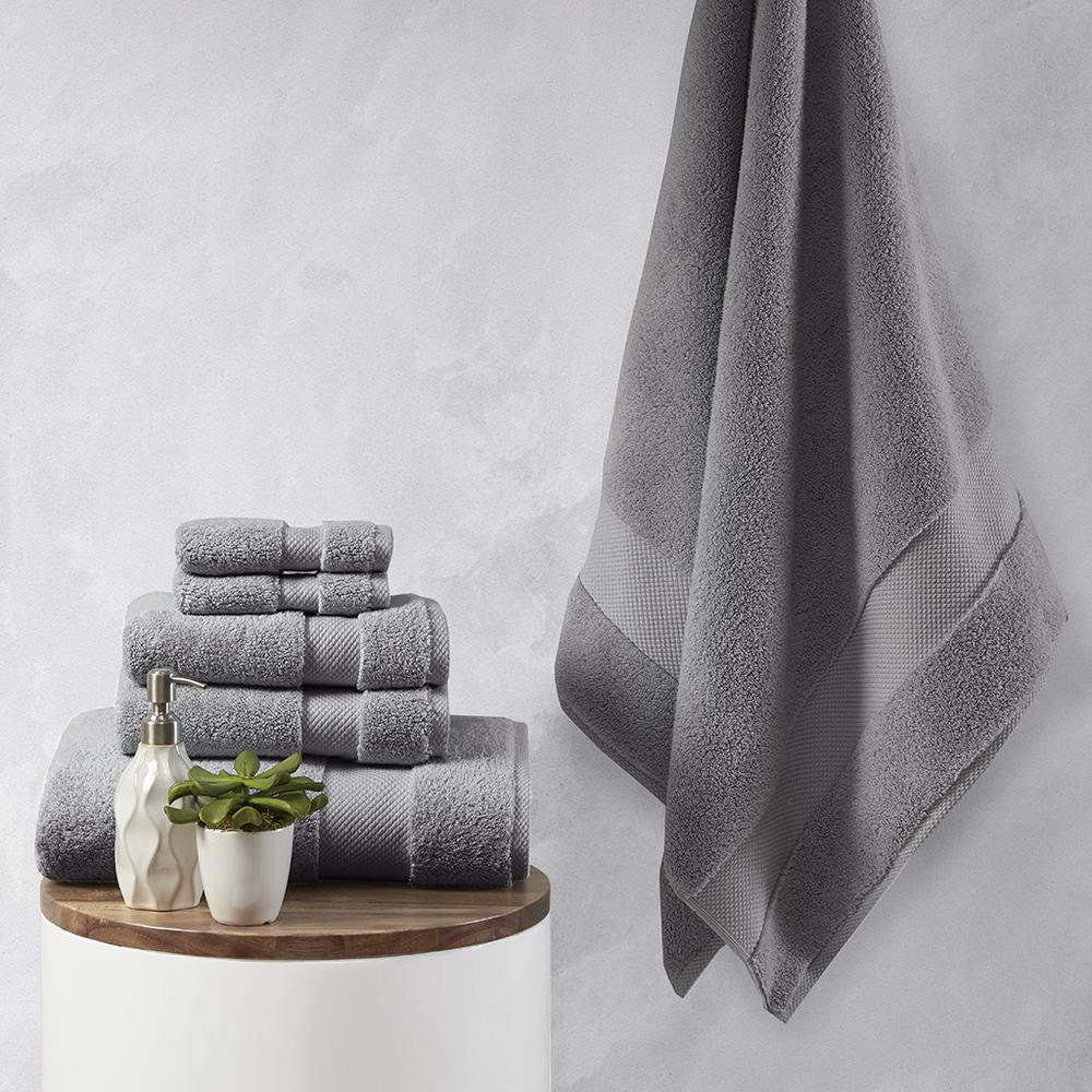 100% Cotton 6 Piece Towel Set, Dark Grey