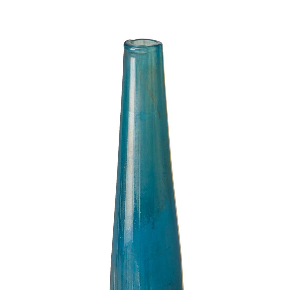Glass Vase, Blue Metal