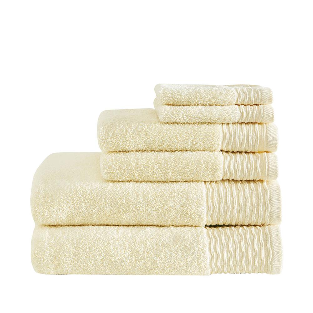 100% Cotton Wavy Border 6pcs Towel Set,MP73-5713