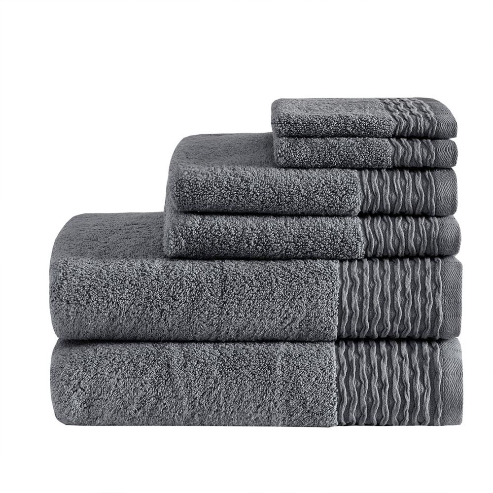 100% Cotton Wavy Border 6pcs Towel Set,MP73-5716