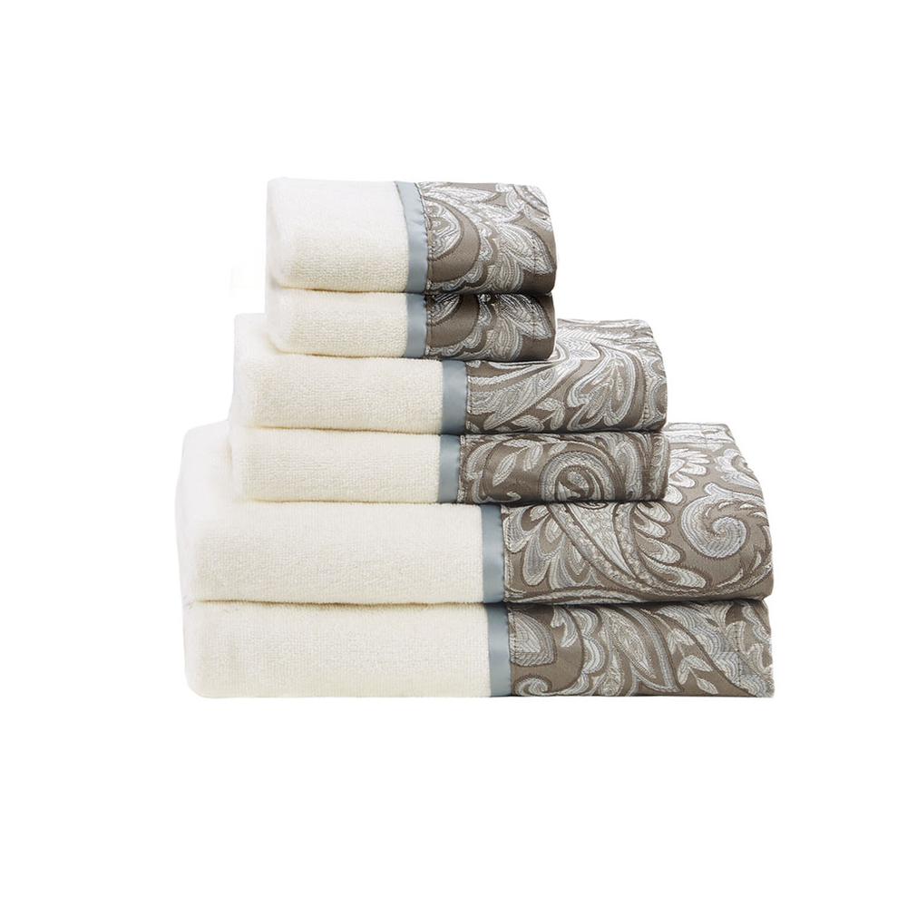 100% Cotton 6 Piece Jacquard Towel Set,MP73-5310