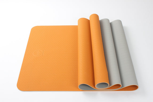 2 Tone TPE Premium Yoga Mat - Orange/Gray