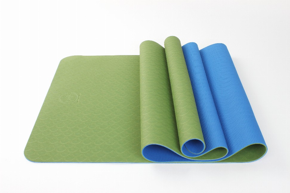 2 Tone TPE Premium Yoga Mat - Green/Dark Blue