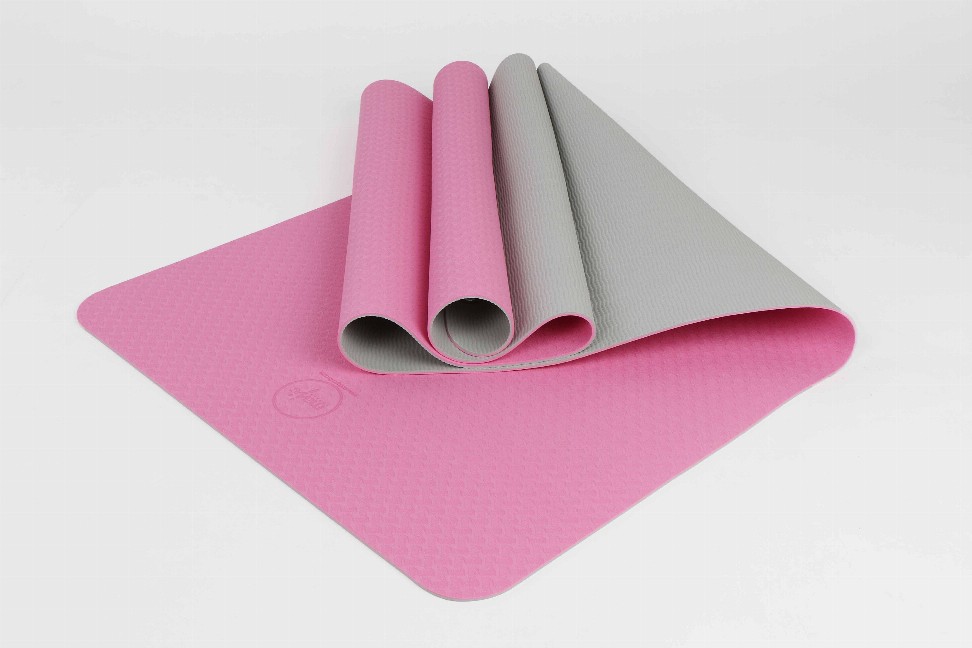 2 Tone TPE Premium Yoga Mat - Pink/Gray