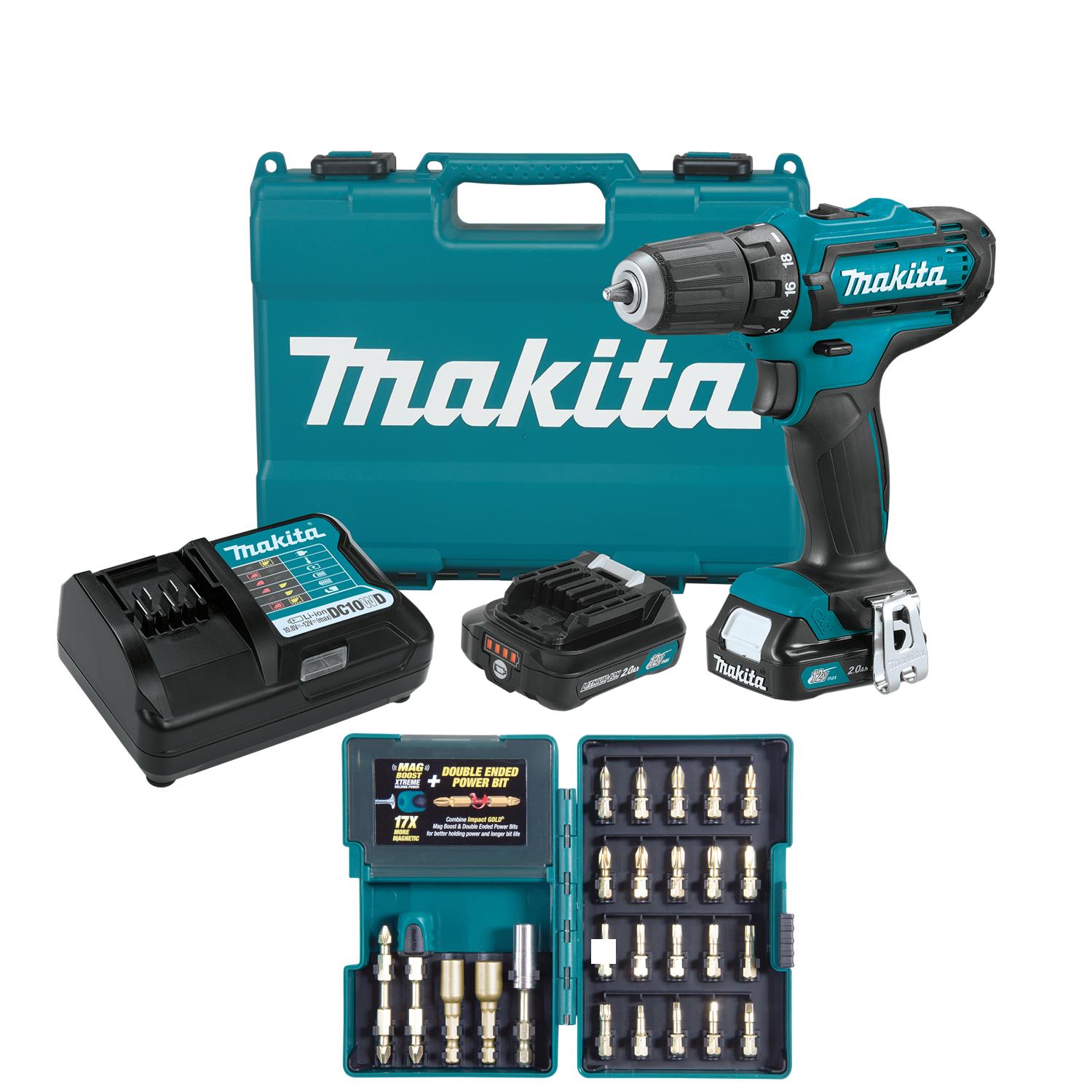 Makita 12V max CXT Lithium-Ion Cordless 3/8" Driver-Drill Kit Set