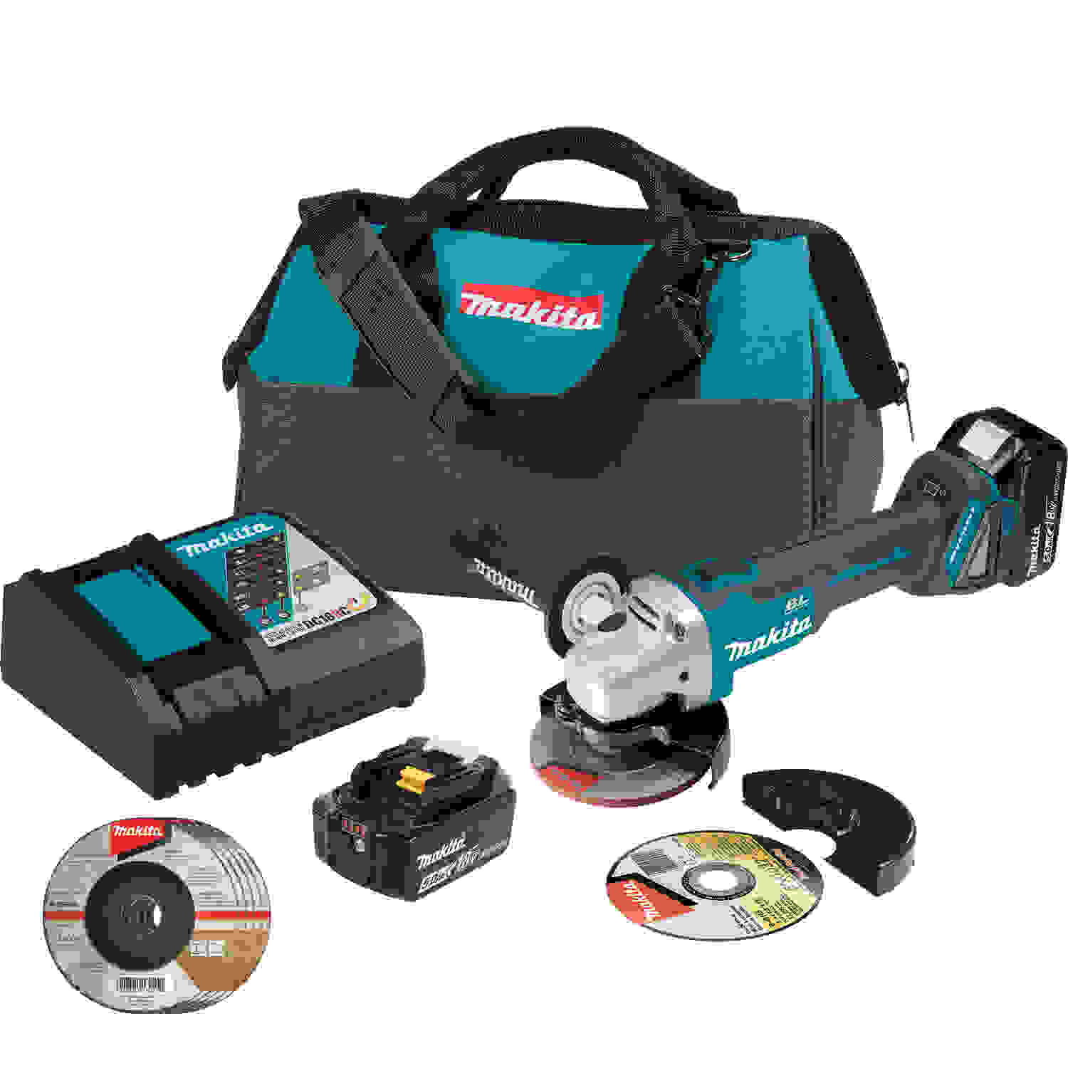 Makita 18V LXT Lithium-Ion Brushless Cordless 4-1/2" / 5" Cut-Off/Angle Grinder Kit with bonus