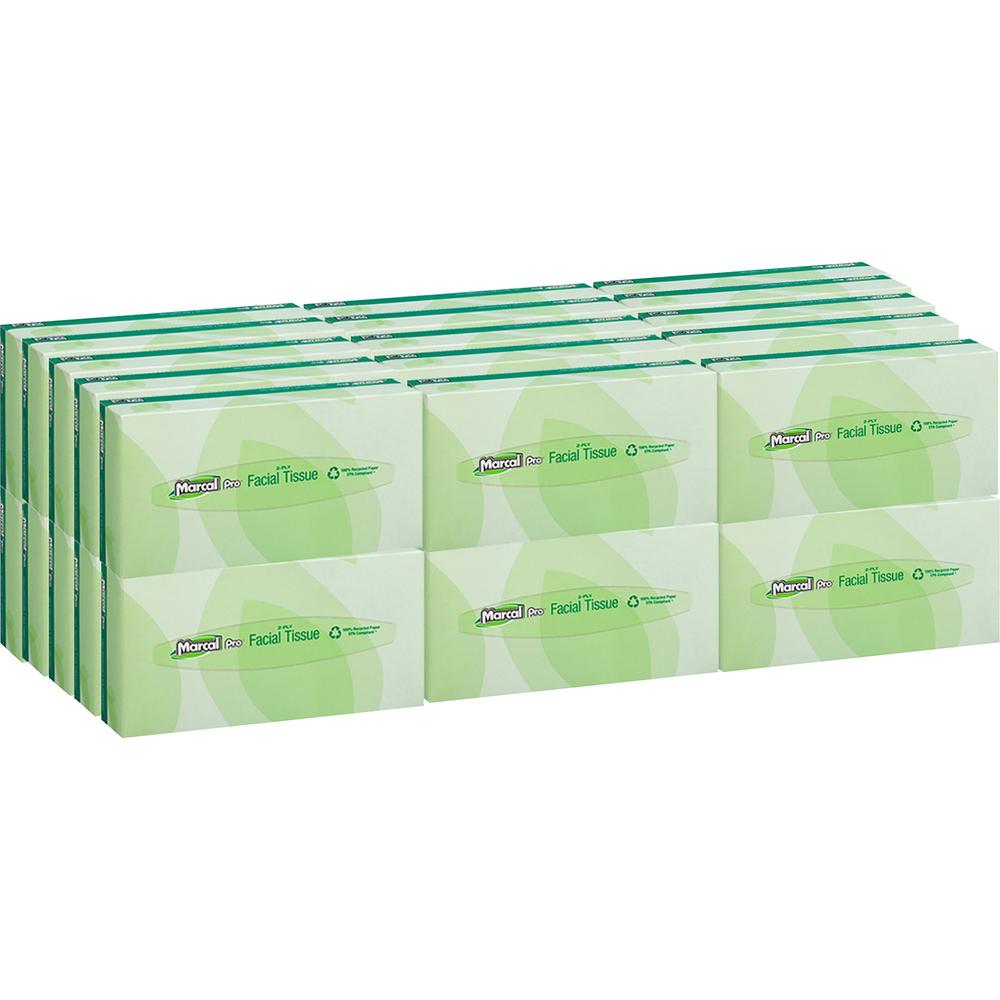 Marcal Pro Facial Tissue - Flat Box - 2 Ply - 4.50" x 8.60" - White - Soft, Absorbent, Hypoallergenic, Fragrance-free, Dye-free 