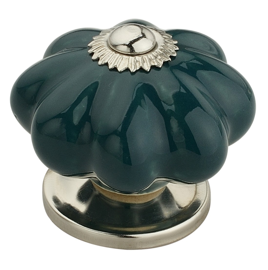 Fluted 1-2/3 in. (42mm) Sea Green Cabinet Knob