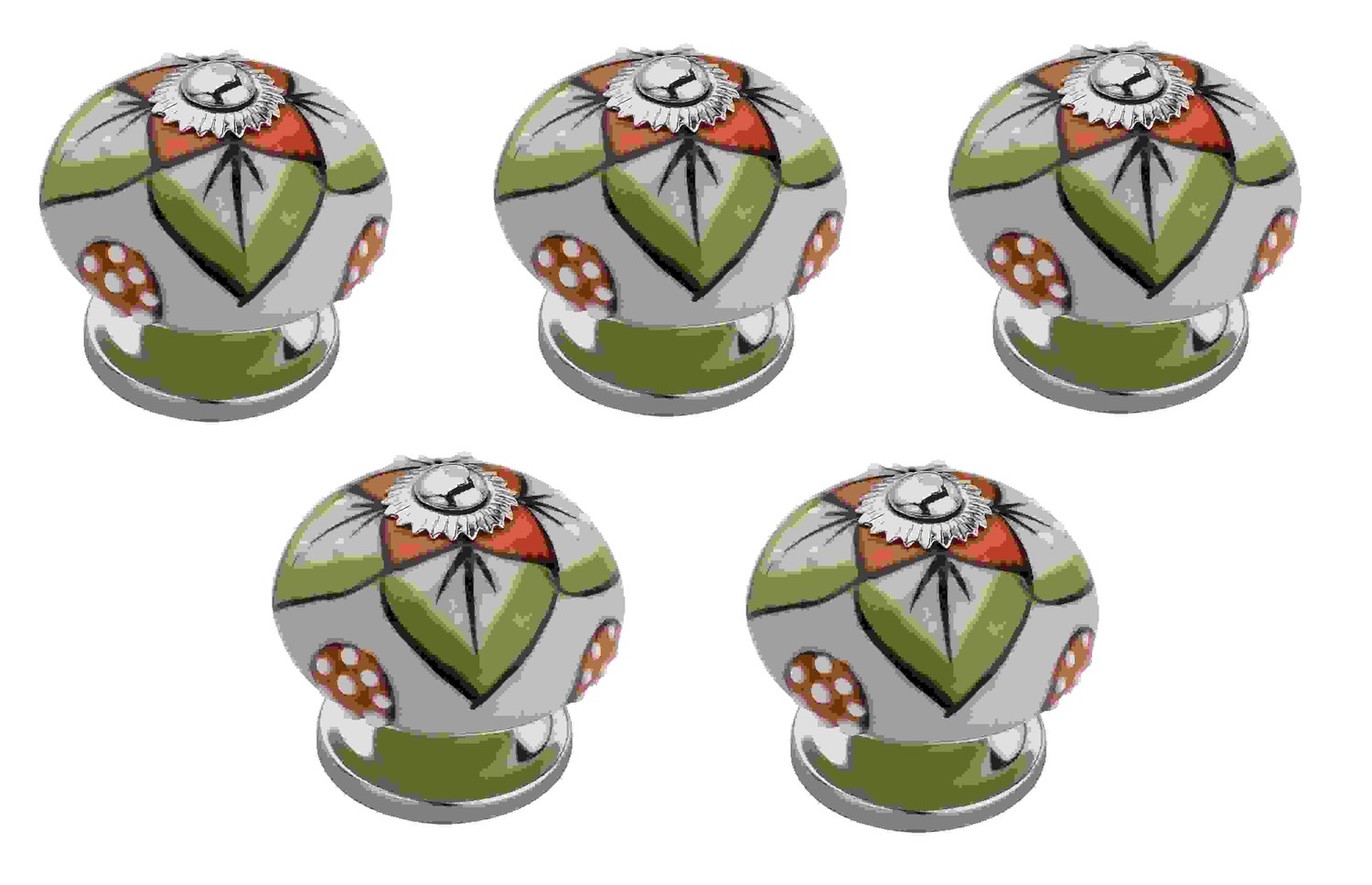 Admiral 1-3/5 in. (41mm) White & Multicolor Cabinet Knob (Pack of 5)