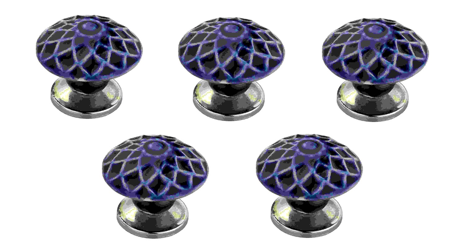 Diagonaled 1-37/50 in. (44 mm) Blue Cabinet Knob (Pack Of 5)