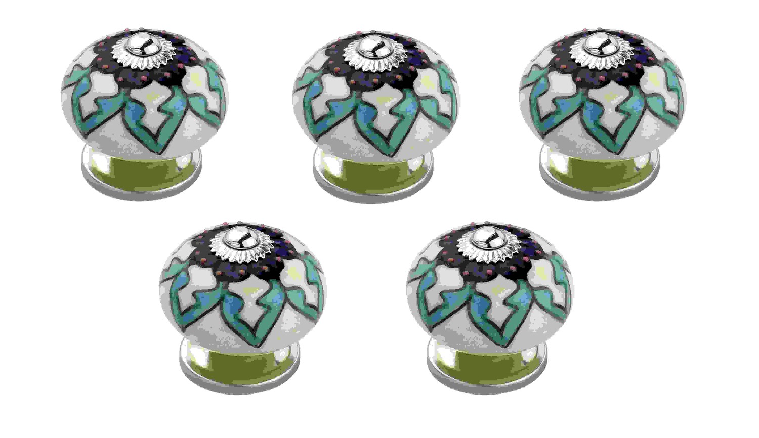 Blue & Green 1-31/50 in. (41 mm) Cabinet Knob (Pack Of 5)