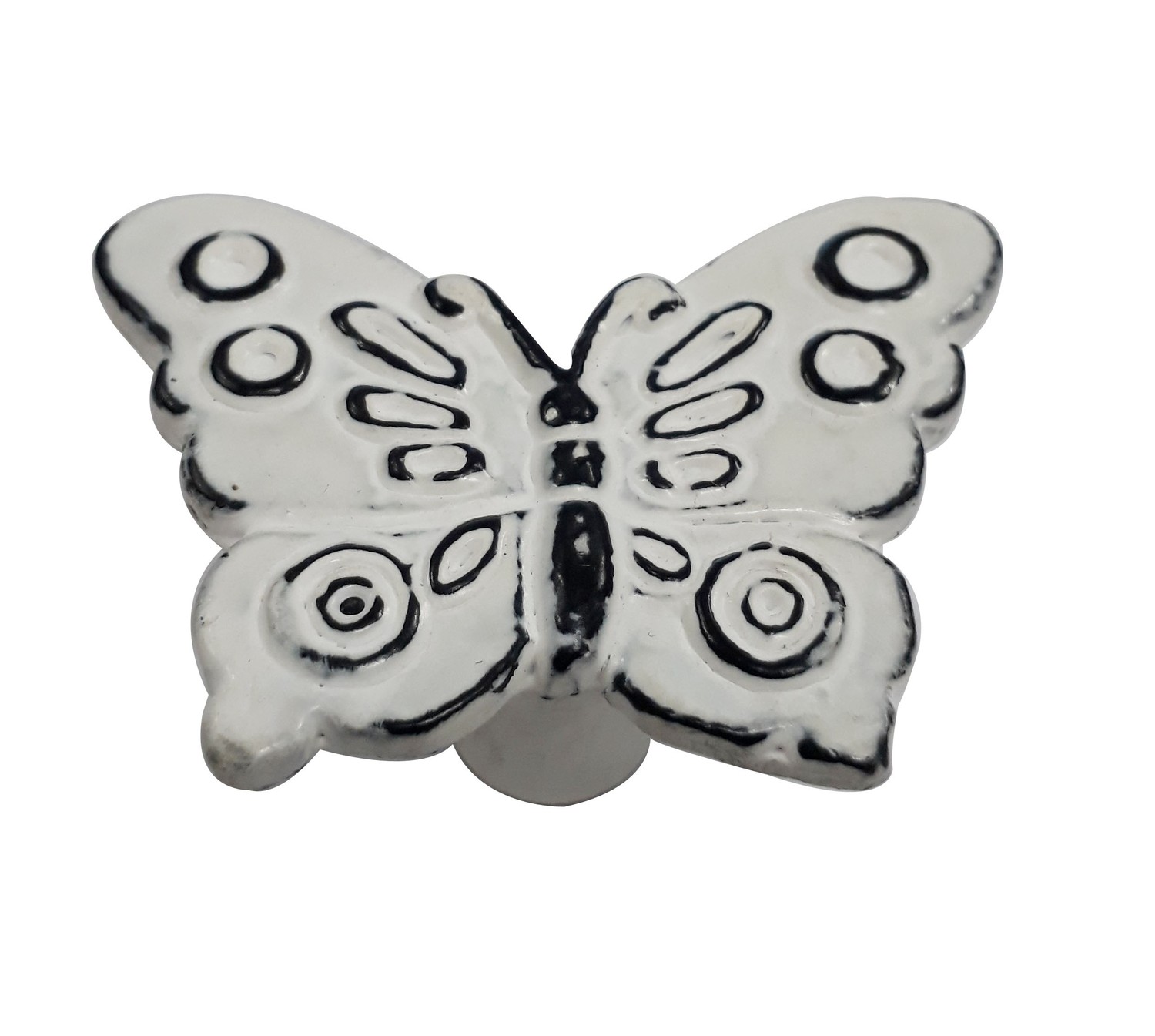 Butterfly 2-7/25 in. (58 mm) Distressed White Patina Cabinet Knob