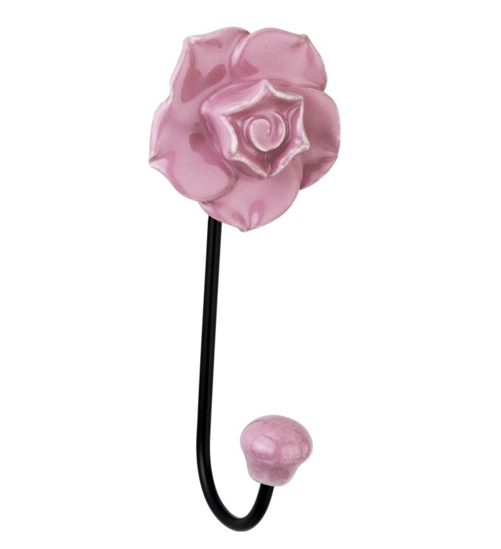 Rose 5-1/2" Pink Ceramic Hook