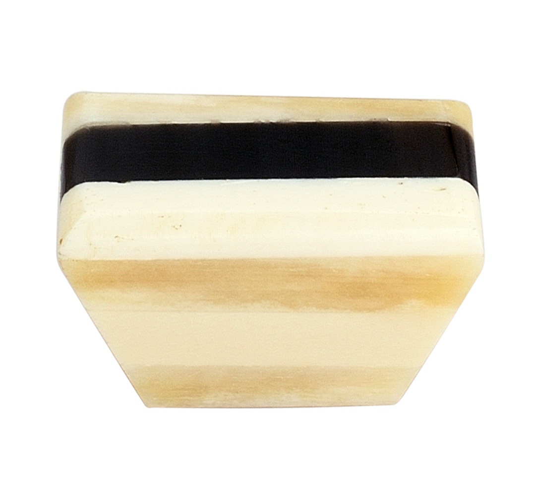 Trapezium 1-1/2 in. (38mm) Black Stripe Over Cream Base Cabinet Knob