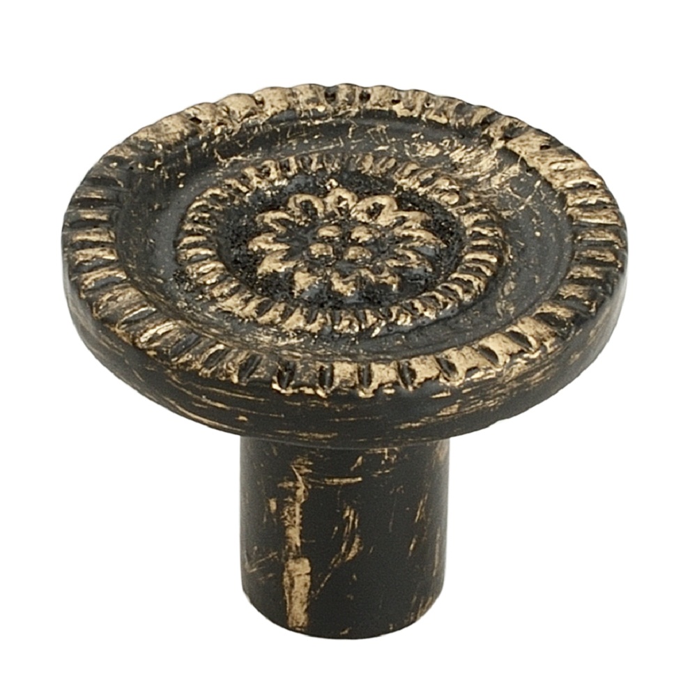Floral 1-4/9 in. (37mm) Antique Brass Patina Cabinet Knob