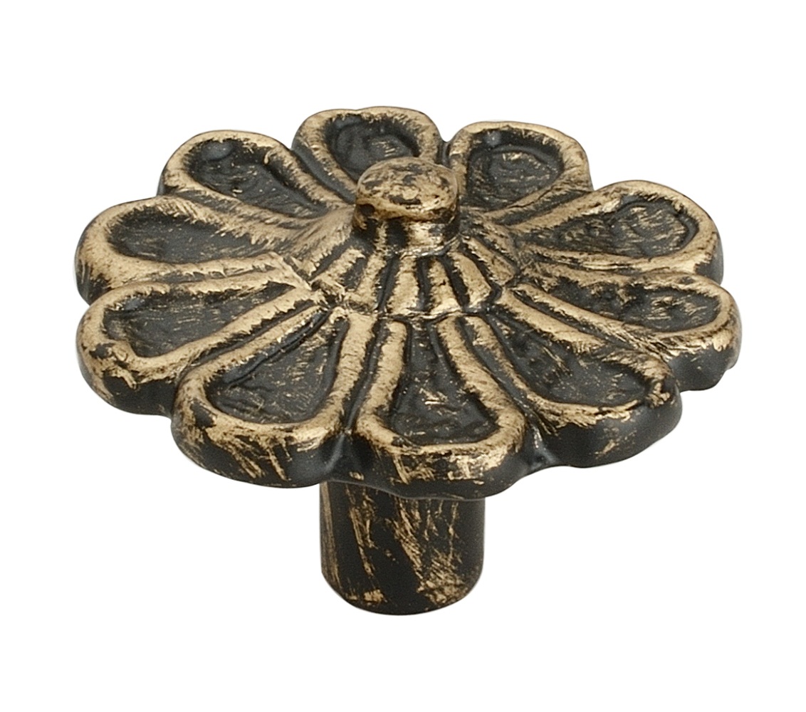 Cosmo Flower 1-5/6 in. (47mm) Antique Brass Patina Cabinet Knob