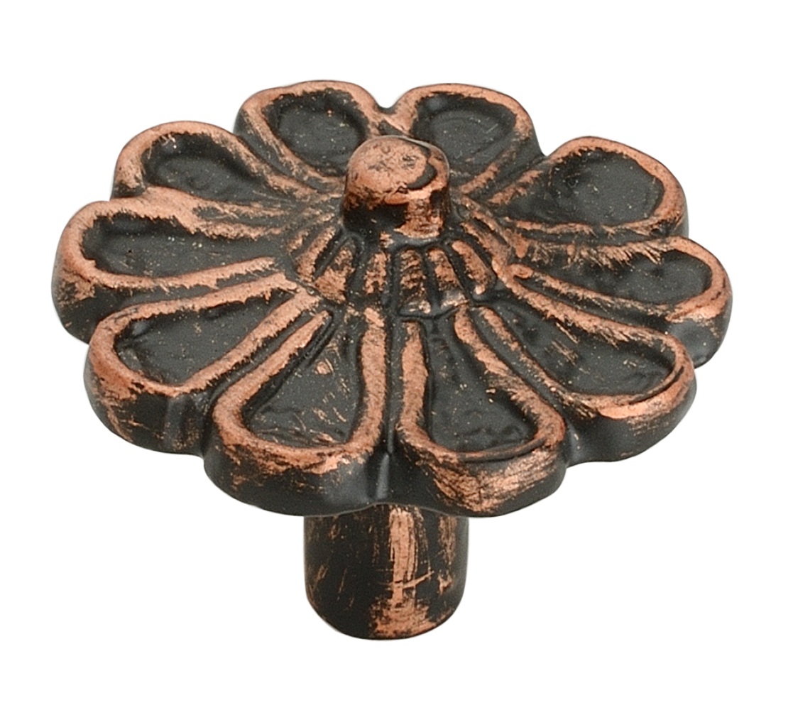 Cosmo Flower 1-5/6 in. (47mm) Distressed Copper Patina Cabinet Knob