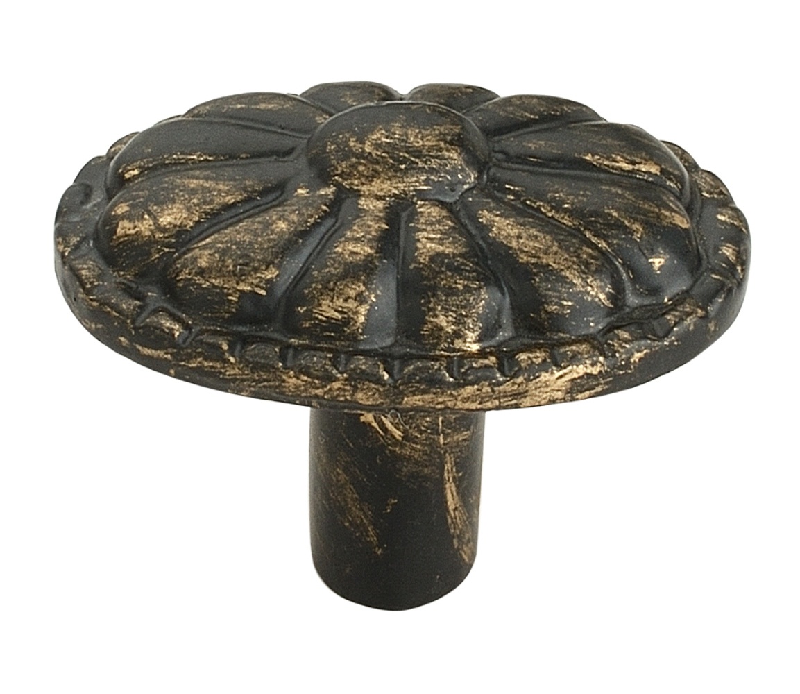Floral Bead 2 in. (50mm) Antique Brass Patina Cabinet Knob