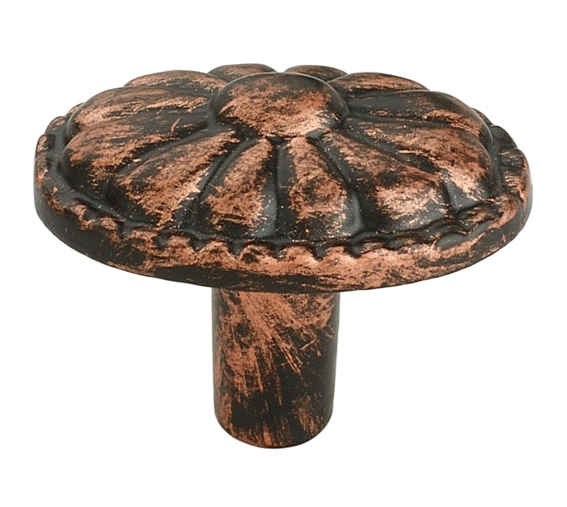 Floral Bead 2 in. (50mm) Distressed Copper Patina Cabinet Knob