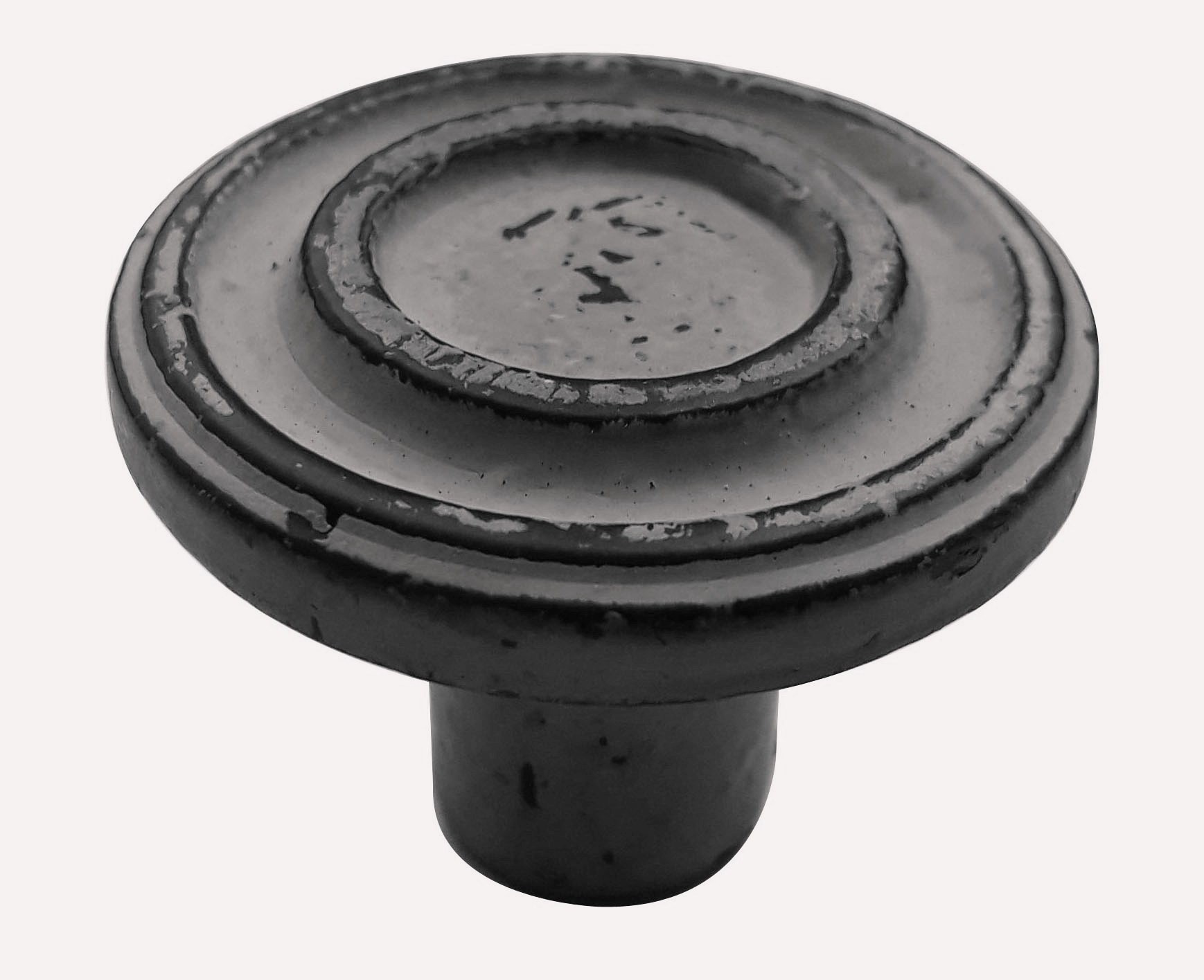 Ringed 1-1/2 in. (38mm) Distressed Grey Patina Cabinet knob