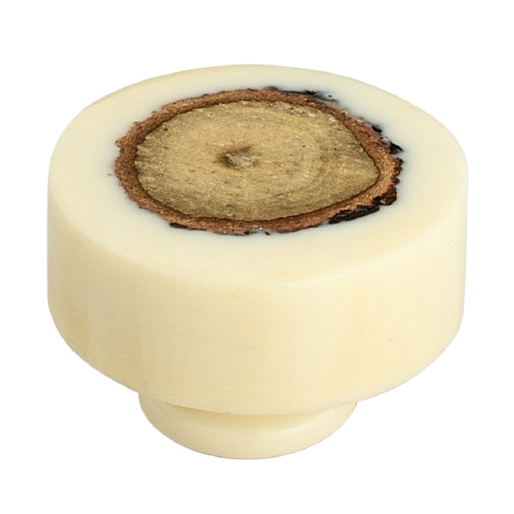 Fusion Log 1-2/5 in. (35mm) White & Light Brown Cabinet Knob