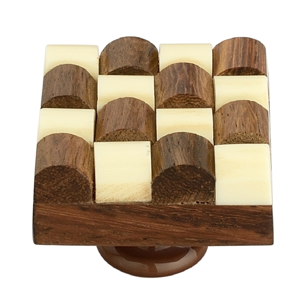 Fusion Checkered 1-1/3 in. (34mm) Cream & Brown Cabinet Knob