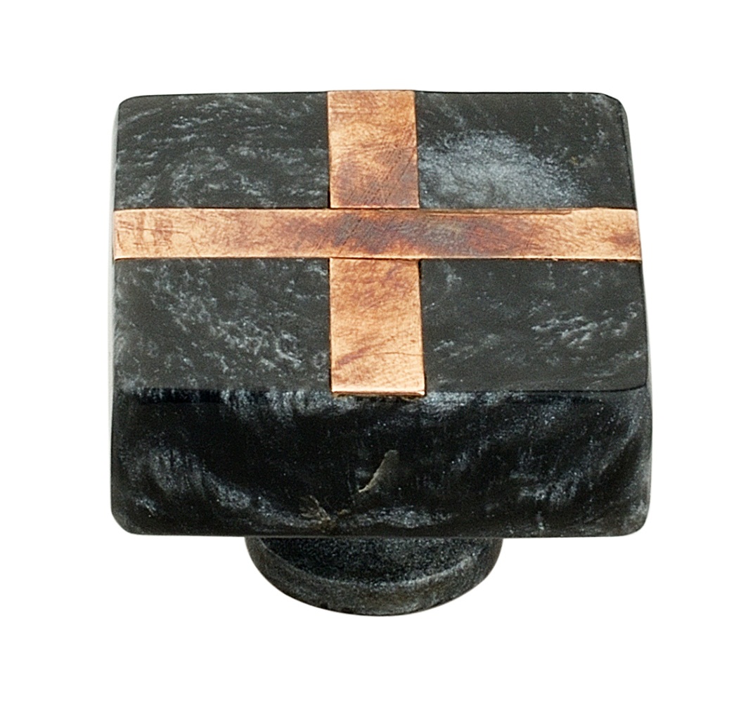 Frosted Marble Style 1-2/5 in. (36mm) Black Cabinet Knob
