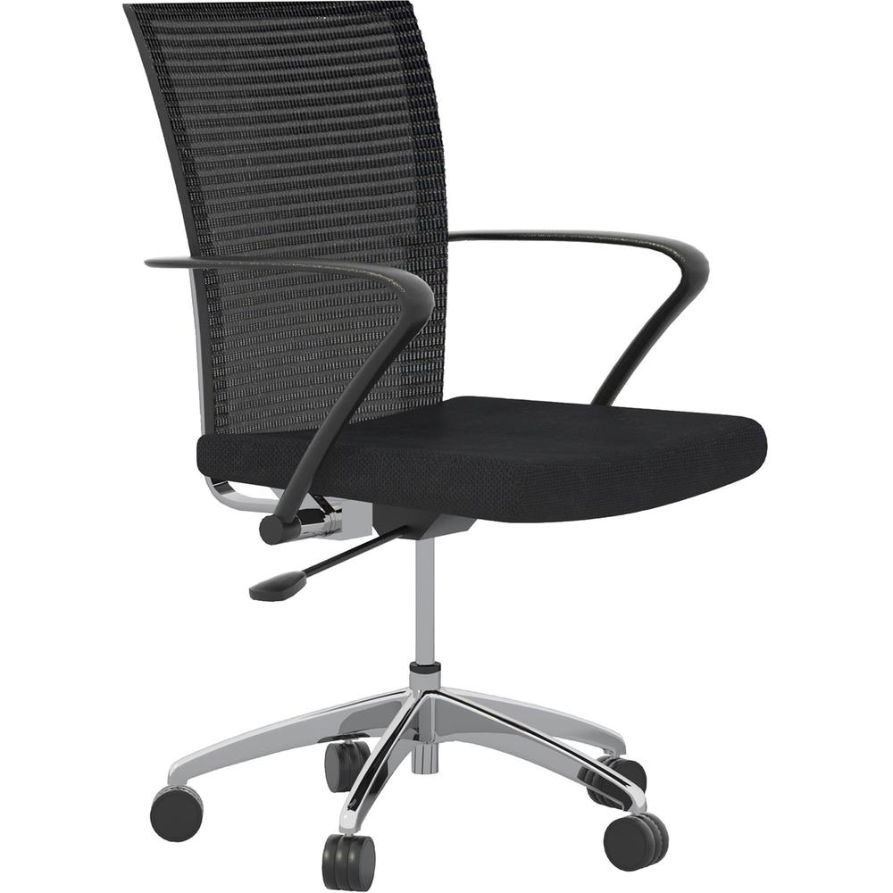 Safco Training Height-Adjustable Task Chair - Fabric, Wood Seat - Steel Frame - High Back - 5-star Base - Black - Armrest - 1 Ea