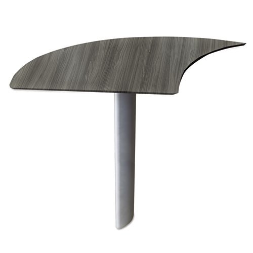 Mayline Medina - Curved Desk Extension - 1" Work Surface, 28" x 47"29.5" - Beveled Edge - Material: Steel - Finish: Gray, Lamina
