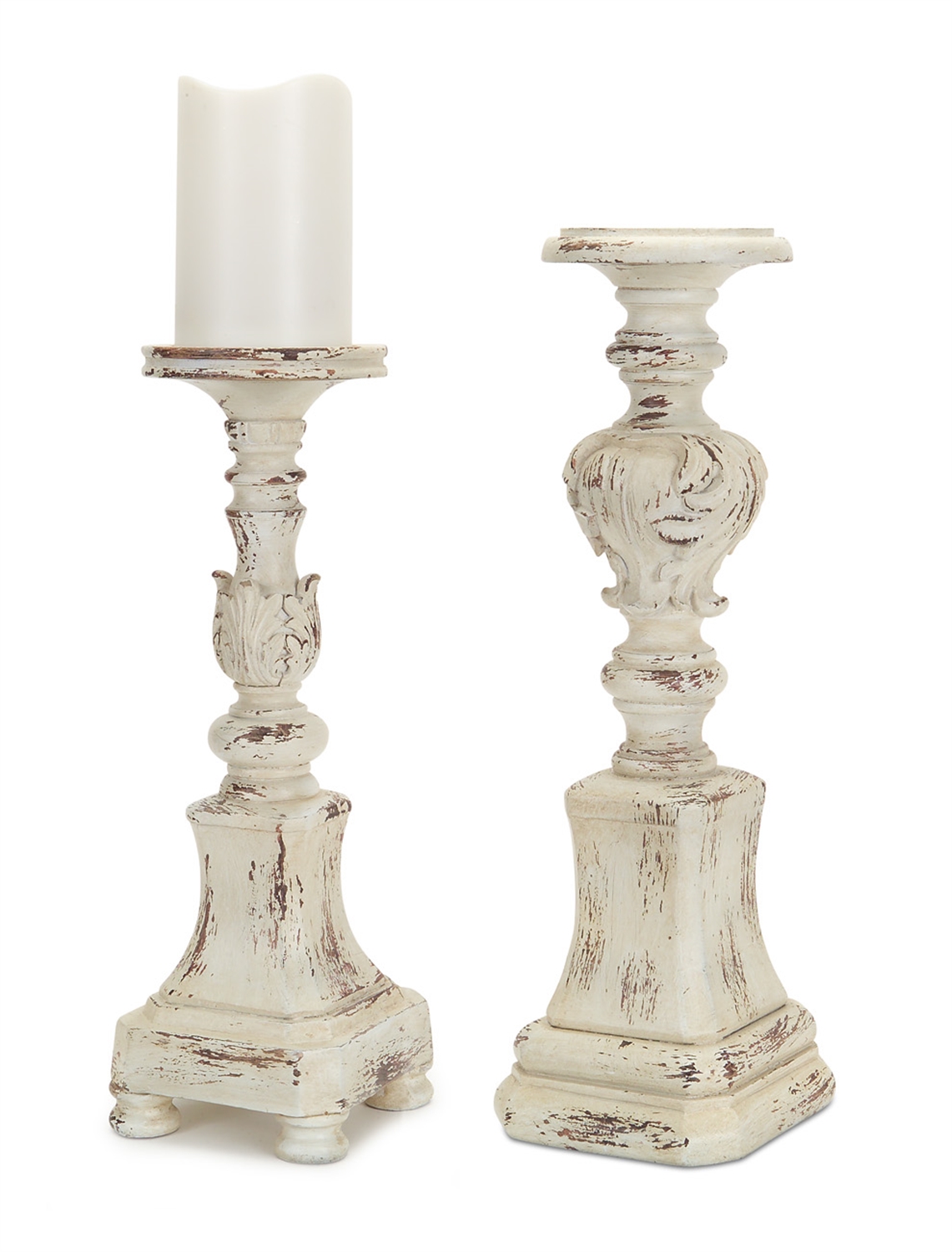 Candle Holders (Set of 2) 13", 15"H Polyresin