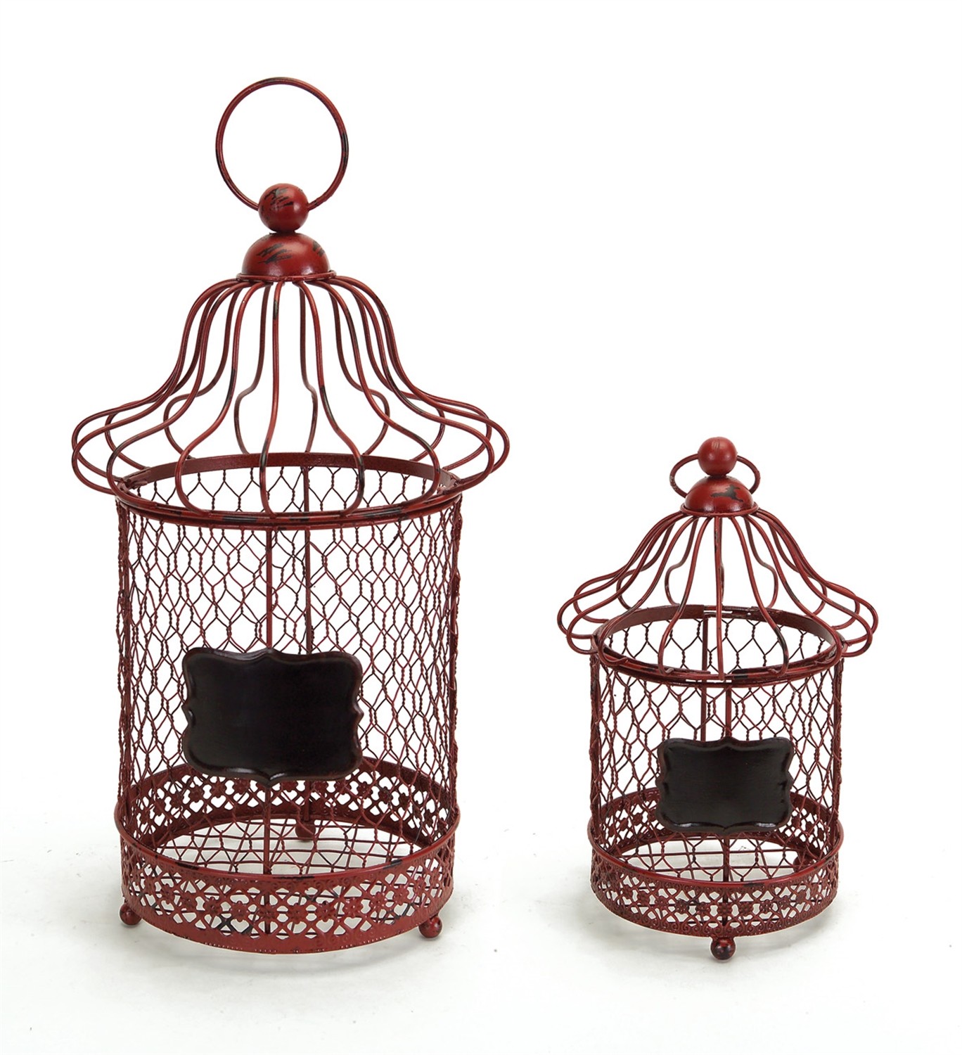 Bird Cage Lanterns w/Chalkboard (Set of 2) 10", 15"H Metal