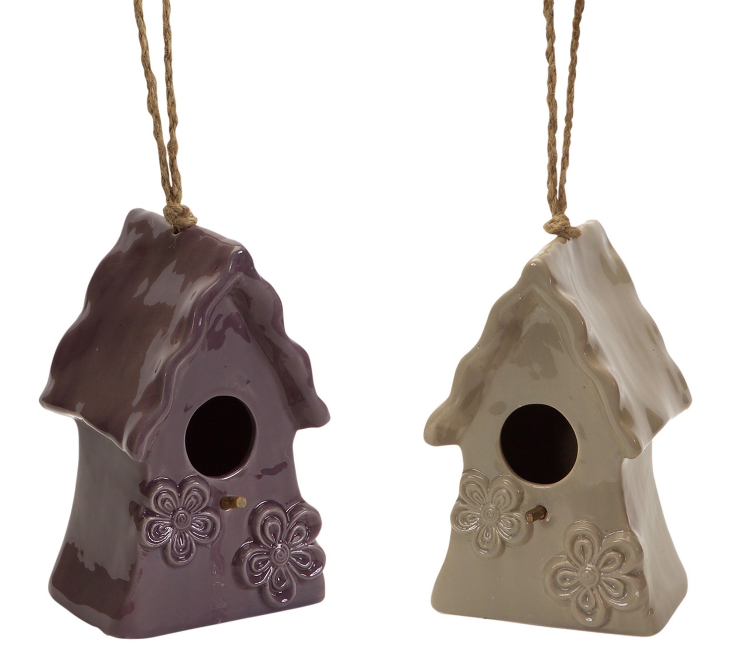 Hanging Bird Houses (Set of 4) 12.5"H Ceramic