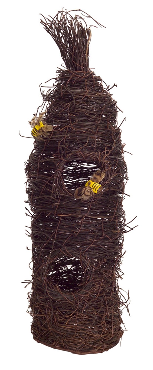 Bee Hive w/Bee Accents (Set of 3) 5"D, 17"H Twig