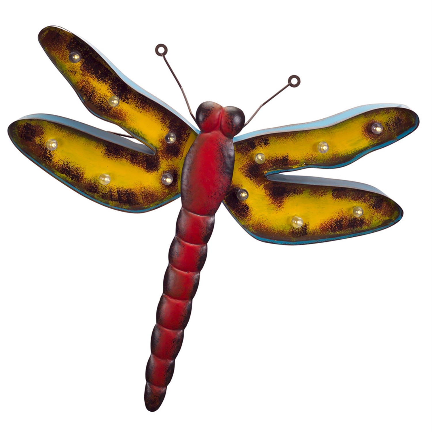 Dragonfly Wall Plaque w/LED Bulbs 19"H Metal